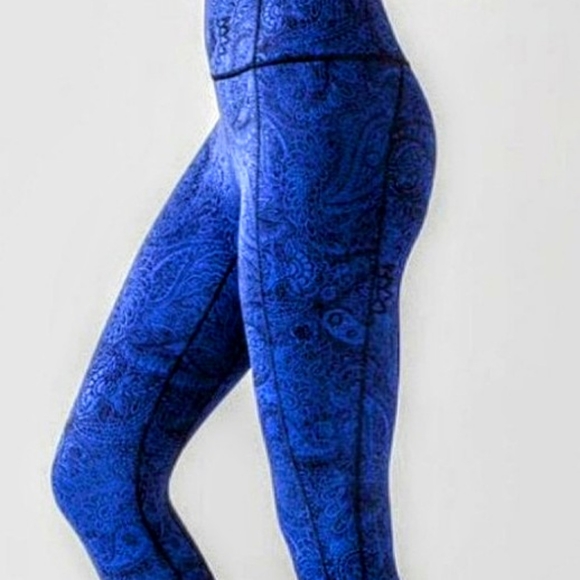 Lululemon Like Nothing 7/8 Tight Antique Paisley Sapphire Blue Black - Picture 2 of 5